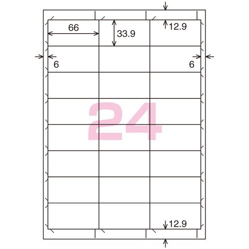 コクヨ　貼ってはがせる　はかどりラベル（各社共通レイアウト）　Ａ４　２４面　３３．９×６６ｍｍ　ＫＰＣ－ＨＥ１２４２－１００Ｎ　１冊（１００シート）2