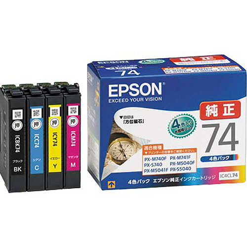 たのめーる】エプソン インクカートリッジ 4色パック IC4CL74 1箱(4個