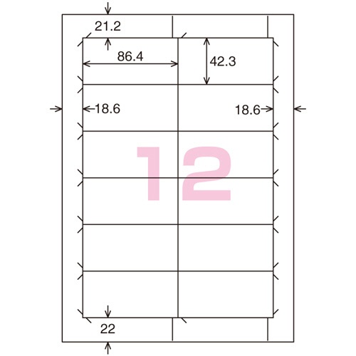 コクヨ　貼ってはがせる　はかどりラベル（各社共通レイアウト）　Ａ４　１２面　４２．３×８６．４ｍｍ　ＫＰＣ－ＨＥ１１２１－２０Ｎ　１冊（２０シート）2