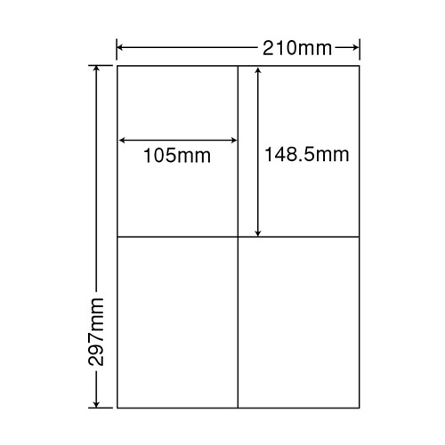 東洋印刷　マルチタイプ訂正用ラベル　Ａ４　４面　１０５×１４８．５ｍｍ　ＣＬＴ－４　１箱（５００シート：１００シート×５冊）2