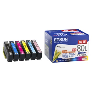 エプソン　インクカートリッジ　６色パック（増量）　ＩＣ６ＣＬ８０Ｌ　１箱（６個：各色１個）1