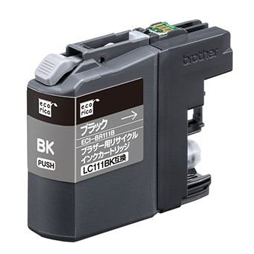 エコリカ　リサイクルインクカートリッジ　ブラック（顔料）　［ブラザー：ＬＣ１１１ＢＫ互換］　ＥＣＩ－ＢＲ１１１Ｂ　１個1