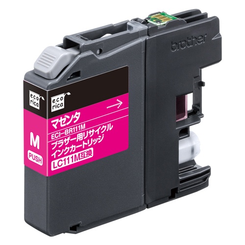 エコリカ　リサイクルインクカートリッジ　マゼンタ（染料）　［ブラザー：ＬＣ１１１Ｍ互換］　ＥＣＩ－ＢＲ１１１Ｍ　１個1