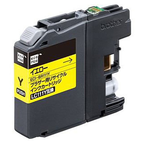 エコリカ　リサイクルインクカートリッジ　イエロー（染料）　［ブラザー：ＬＣ１１１Ｙ互換］　ＥＣＩ－ＢＲ１１１Ｙ　１個1