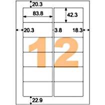 ヒサゴ　きれいにはがせるラベル（かるくはがせるタイプ）　Ａ４　１２面　８３．８×４２．３ｍｍ　四辺余白　角丸　ＯＰＬ８６１　１冊（２０シート）2