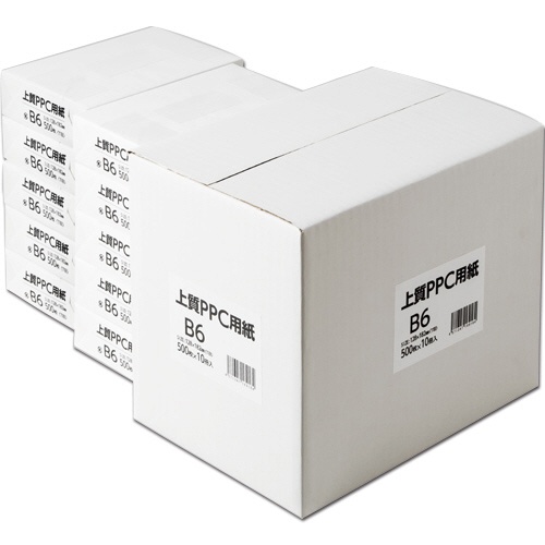 上質ＰＰＣ用紙（領収証用紙）　Ｂ６Ｔ目　１箱（５０００枚：５００枚×１０冊）1