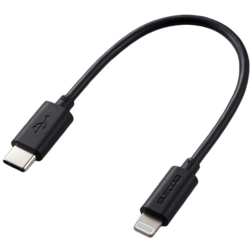 エレコム　ＵＳＢ－Ｃ　ｔｏ　Ｌｉｇｈｔｎｉｎｇケーブル（スタンダード）　ブラック　０．１ｍ　ＲｏＨＳ指令準拠（１０物質）　ＭＰＡ－ＣＬ０１ＢＫ　１本1