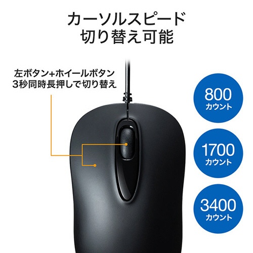 サンワサプライ　有線レーザーマウス　ブラック（ＲｏＨＳ指令10準拠）　ＭＡ－ＬＳ１７６ＢＫ　１個2