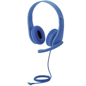 エレコム　子ども用ヘッドセット　有線　４極ミニプラグ　両耳　マイクアーム付　ブルー　ＨＳ－ＫＤ０１ＴＤＢＵ　１個