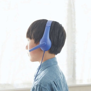 エレコム　子ども用ヘッドセット　有線　４極ミニプラグ　両耳　マイクアーム付　ブルー　ＨＳ－ＫＤ０１ＴＤＢＵ　１個2