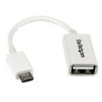 ＳｔａｒＴｅｃｈ．ｃｏｍ　ｍｉｃｒｏＵＳＢ　ＯＴＧ変換アダプタ　１２ｃｍ　ＵＳＢ　Ａ（メス）－ＵＳＢ　ＭｉｃｒｏＢ（オス）　ホワイト　ＵＵＳＢＯＴＧＷ　１個