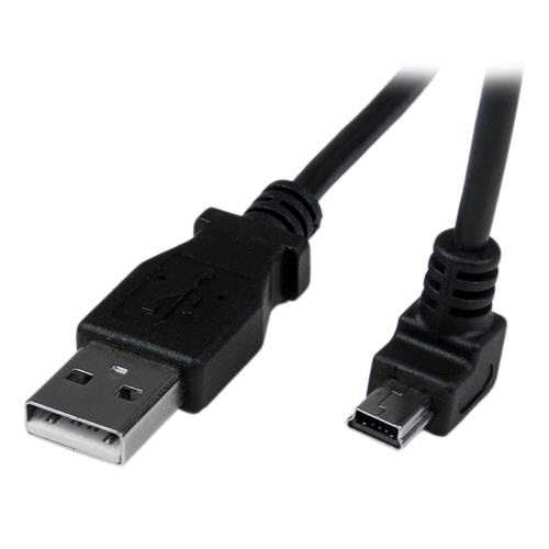 ＳｔａｒＴｅｃｈ．ｃｏｍ　ＵＳＢ２．０ケーブル　２ｍ　Ｔｙｐｅ　Ａ（オス）－ミニＢ（オス）Ｌ型下向き　ブラック　ＵＳＢＡＭＢ２ＭＤ　１本1