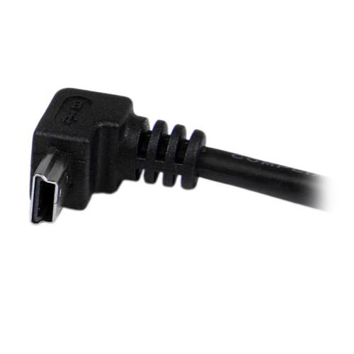 ＳｔａｒＴｅｃｈ．ｃｏｍ　ＵＳＢ２．０ケーブル　２ｍ　Ｔｙｐｅ　Ａ（オス）－ミニＢ（オス）Ｌ型下向き　ブラック　ＵＳＢＡＭＢ２ＭＤ　１本2