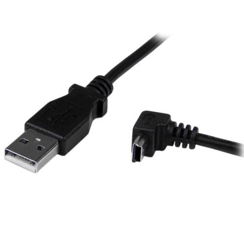 ＳｔａｒＴｅｃｈ．ｃｏｍ　ＵＳＢ２．０ケーブル　２ｍ　Ｔｙｐｅ　Ａ（オス）－ミニＢ（オス）Ｌ型下向き　ブラック　ＵＳＢＡＭＢ２ＭＤ　１本5