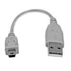 StarTech.com ミニUSBケーブル 15cm A(オス)-Mini B(オス) グレー USB2HABM6IN 1本