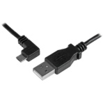 StarTech.com Micro USB L型左向きケーブル 0.5m Type A(オス)-Micro B(オス) 充電&同期用 ブラック USBAUB50CMLA 1本