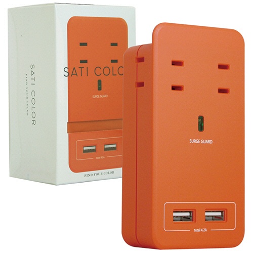 ファーゴ　ＳＡＴＩ　ＣＯＬＯＲ　電源タップ　ＡＣ４個口＋ＵＳＢ２ポート　オレンジ　ＣＴ２２１ＯＲ　１個1