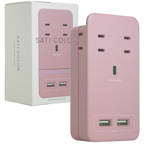 ファーゴ　ＳＡＴＩ　ＣＯＬＯＲ　電源タップ　ＡＣ４個口＋ＵＳＢ２ポート　ピンク　ＣＴ２２１ＰＫ　１個1