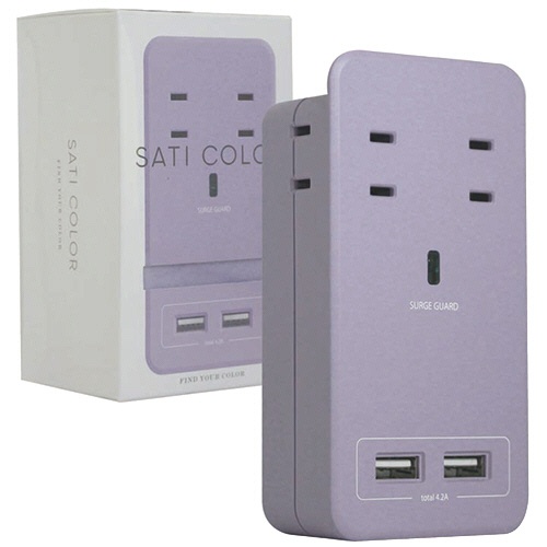ファーゴ　ＳＡＴＩ　ＣＯＬＯＲ　電源タップ　ＡＣ４個口＋ＵＳＢ２ポート　パープル　ＣＴ２２１ＰＬ　１個1