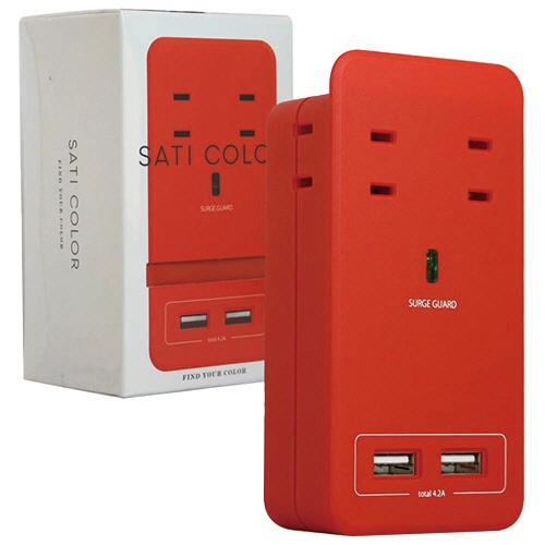 ファーゴ　ＳＡＴＩ　ＣＯＬＯＲ　電源タップ　ＡＣ４個口＋ＵＳＢ２ポート　レッド　ＣＴ２２１ＲＥ　１個1