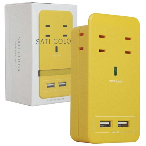 ファーゴ　ＳＡＴＩ　ＣＯＬＯＲ　電源タップ　ＡＣ４個口＋ＵＳＢ２ポート　イエロー　ＣＴ２２１ＹＥ　１個1