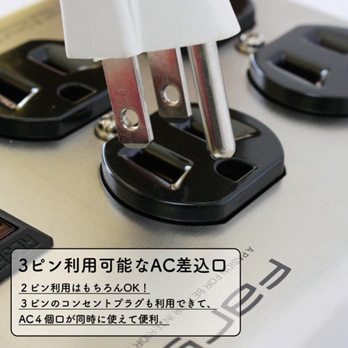 ファーゴ　スチールタップ　ＡＣ６個口　シルバー　１．８ｍ　ＰＴ４０６ＳＶ　１個5