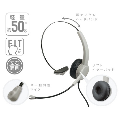 ソニック　ユートリムエル　快適ヘッドセット　片耳　ＵＳＢタイプ　ベージュ　ＵＬ－１５０８－ＢＥ　１個3