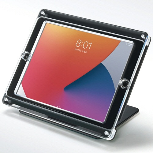 フジデノロ　ハイクオリティｉＰａｄスタンド　１０．２型モデル専用　ブラック（透明＋黒）　抗ウイルス抗菌液晶保護フィルム付　ＦＴＳ０１ＢＫ－ＶＦ　１セット4