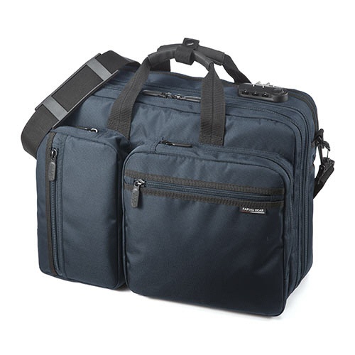 サンワダイレクト　３ＷＡＹビジネスバッグ　（鍵付・マチ拡張・ネイビー）　２００－ＢＡＧ０４８ＮＶ　１個1
