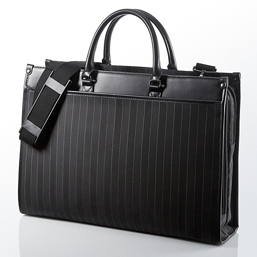サンワダイレクト　ストライプビジネスバッグ　（大容量Ｗルーム・２ＷＡＹショルダー・Ａ４収納）　２００－ＢＡＧ０８８　１個1
