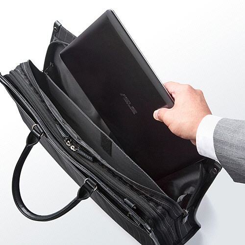 サンワダイレクト　ストライプビジネスバッグ　（大容量Ｗルーム・２ＷＡＹショルダー・Ａ４収納）　２００－ＢＡＧ０８８　１個6