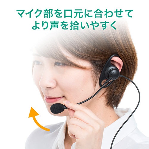 サンワダイレクト　ワイヤレスガイドシステム用マイク　（ガイド用イヤホンマイク・イヤーフックタイプ・カールコード・双指向性）　４００－ＨＳＧＳ－ＨＳ２　１個4