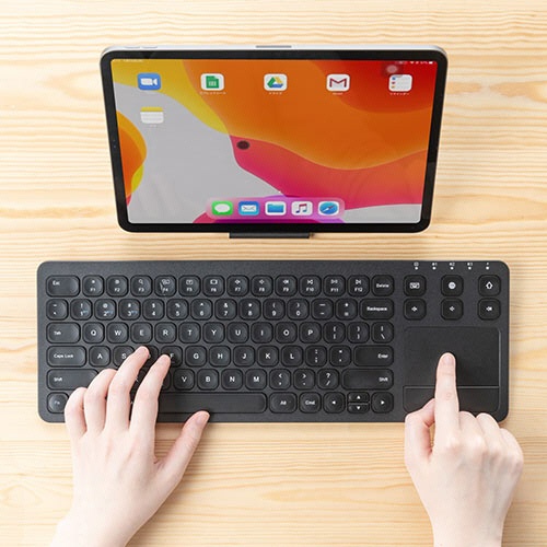 サンワダイレクト　タッチパッド付き　Ｂｌｕｅｔｏｏｔｈキーボード　充電　ｉＰｈｏｎｅ・ｉＰａｄ用　英字配列　マルチペアリング　４００－ＳＫＢ０６６　１個9