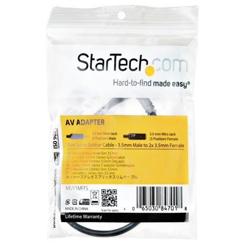 ＳｔａｒＴｅｃｈ．ｃｏｍ　スリム　ステレオミニ端子オーディオスプリッター分配ケーブル　ＭＵＹ１ＭＦＦＳ　１本4