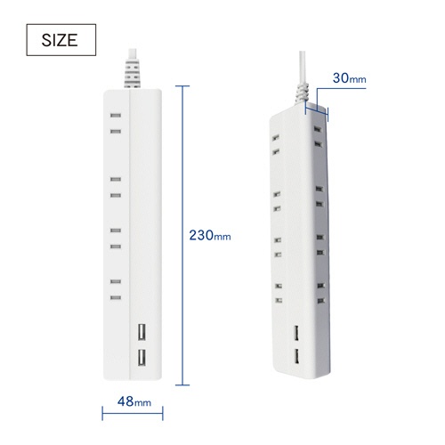 トップランド　ＵＳＢ付きコンセントタップ　２ｍ・８個口　ＳＴＰＡ８２０－ＷＴ　１個6