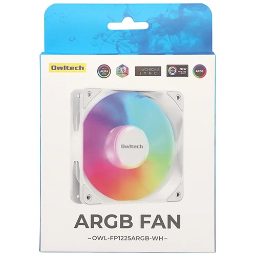 オウルテック　ＡＲＧＢ対応１２０ｍｍケース用ファン　ホワイト　ＯＷＬ－ＦＰ１２２５ＡＲＧＢ－ＷＨ　１個1