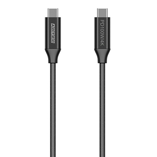 アドテック　Ｔｙｐｅ－Ｃ　ｔｏ　Ｃ　ケーブル　（４Ｋ・ＰＤ１００Ｗ／１０Ｇｂｐｓ）　２．０ｍ　ブラック　ＡＰＣ－Ｖ２０１０ＣＣ－４ＫＵ３Ｇ２－Ｂ　１本1