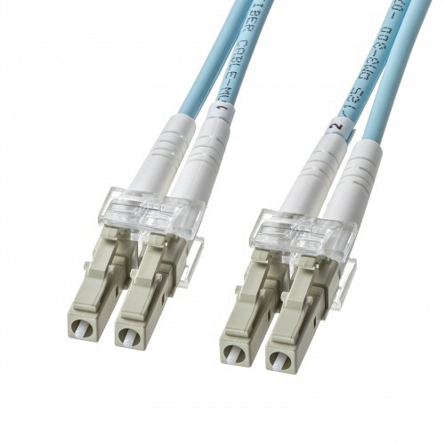 サンワサプライ　アーマードメガネ型光ファイバケーブル　マルチＯＭ３　ＬＣ×２－ＬＣ×２　２ｍ　アクア　ＨＫＢ－ＡＭＯＭ３ＬＣＬＣ－０２　１本1