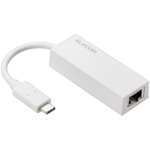 エレコム　有線ＬＡＮアダプター　Ｇｉｇａ対応　ＵＳＢ　１Ｇｂｐｓ　Ｔｙｐｅ－Ｃ　プラスチック（ホワイト）　ＲｏＨＳ指令準拠（１０物質）　ＥＤＣ－ＧＵＣ３Ｖ２－Ｗ　１個1