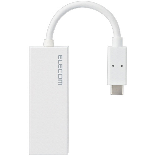 エレコム　有線ＬＡＮアダプター　Ｇｉｇａ対応　ＵＳＢ　１Ｇｂｐｓ　Ｔｙｐｅ－Ｃ　プラスチック（ホワイト）　ＲｏＨＳ指令準拠（１０物質）　ＥＤＣ－ＧＵＣ３Ｖ２－Ｗ　１個2