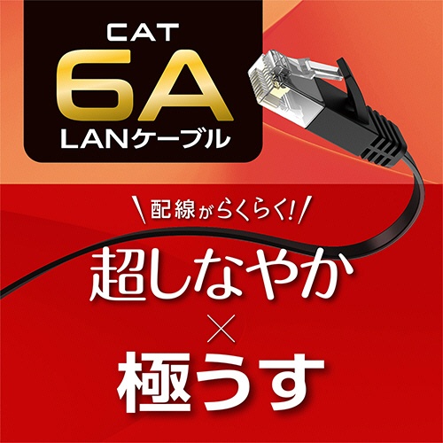 ナカバヤシ　ミヨシ　ＣＡＴ．６Ａ　ＬＡＮケーブル　フラット　ブラック　３０ｍ　Ｃ６Ａ－Ｆ３０ＢＫ　１本4