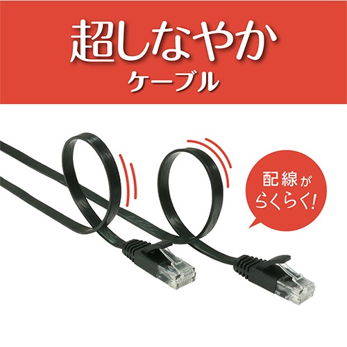 ナカバヤシ　ミヨシ　ＣＡＴ．６Ａ　ＬＡＮケーブル　フラット　ブラック　３０ｍ　Ｃ６Ａ－Ｆ３０ＢＫ　１本5