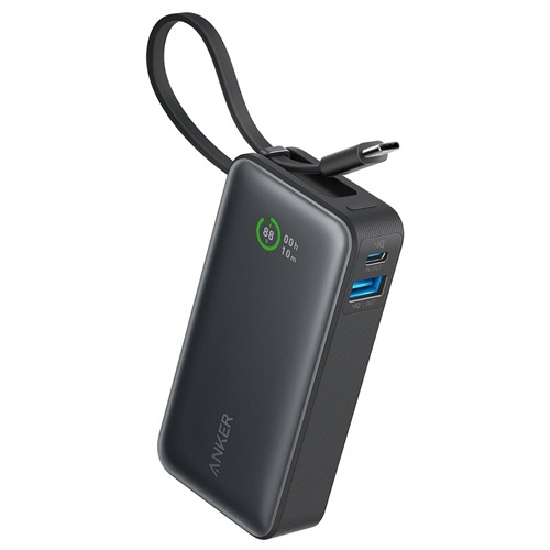 アンカージャパン　モバイルバッテリー　ＡＮＫＥＲ　Ｎａｎｏ　ＰｏｗｅｒＢａｎｋ　（３０Ｗ　１００００ｍＡｈ　Ｂｕｉｌｔ－Ｉｎ　ＵＳＢ－Ｃケーブル）ブラック　Ａ１２５９Ｎ１１　１個1