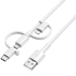 ハイディスク　３ｉｎ１ケーブル　１ｍ　ホワイト　高速充電２．４Ａ対応　ＨＤ－３ＩＮ１ＭＬＣ１ＷＨ　１本