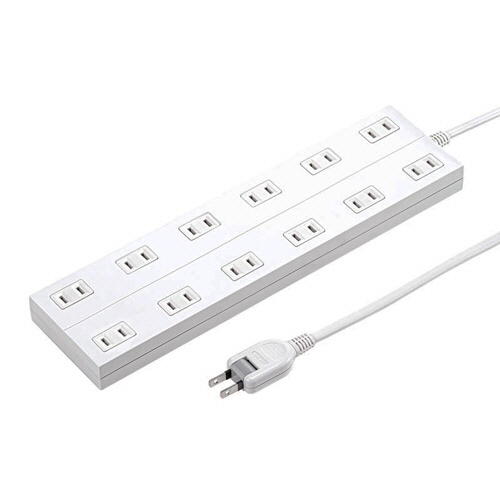 サンワサプライ　電源タップ（ＡＣアダプタ対応・マグネット付）　２Ｐ・１２個口　ホワイト　３ｍ　ＴＡＰ－２３１２－３Ｗ　１個1