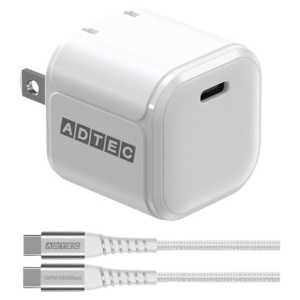 アドテック　ＰｏｗｅｒＤｅｌｉｖｅｒｙ対応　ＧａＮ　ＡＣ充電器　ケーブル付　４５Ｗ　ホワイト　ＡＰＤ－Ｖ０４５Ｃ－ｗＣ－ＷＨ　１個1