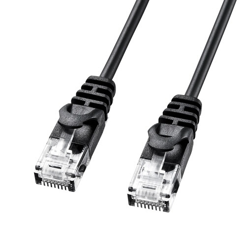 サンワサプライ　カテゴリ６準拠極細ＬＡＮケーブル　ブラック　１ｍ　ＬＡ－ＳＬ６－０１ＢＫ　１本1