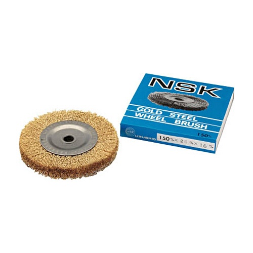 鳴門屋　ゴールドホイールブラシ　ストレート・ボータブル・フレキシブルグラインダ用　外径１２５ｍｍ　Ｗ－６　１個1