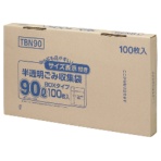 ジャパックス　容量表示入りポリ袋　乳白半透明　９０Ｌ　ＢＯＸタイプ　ＴＢＮ９０