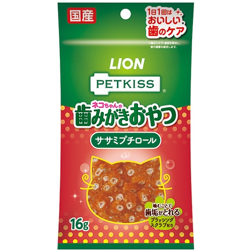 ライオン　ＰＥＴＫＩＳＳ　ネコちゃんの歯みがきおやつ　ササミプチロール　１６ｇ　１パック1
